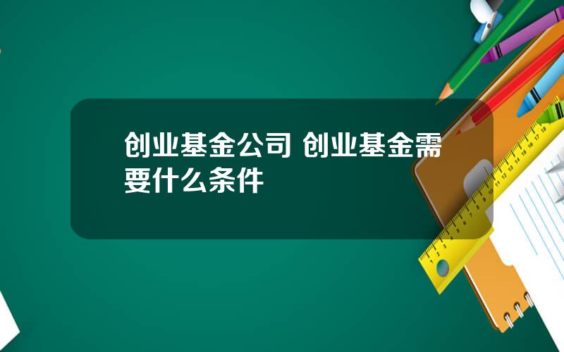 创业基金公司 创业基金需要什么条件